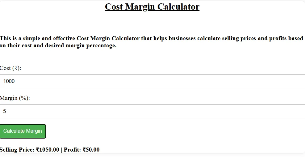 Cost Margin Calculator