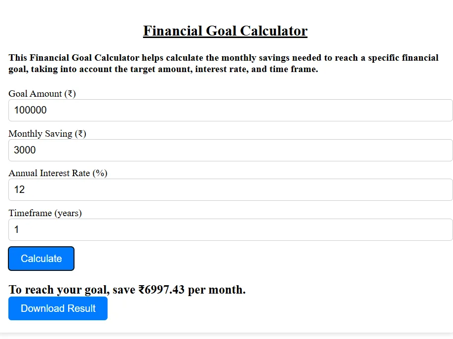 Financial Goal Calculator