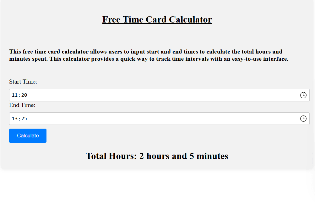 Free Time Card Calculator