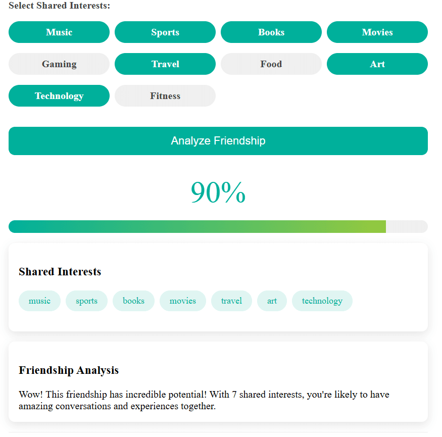 Friendship Compatibility Calculator