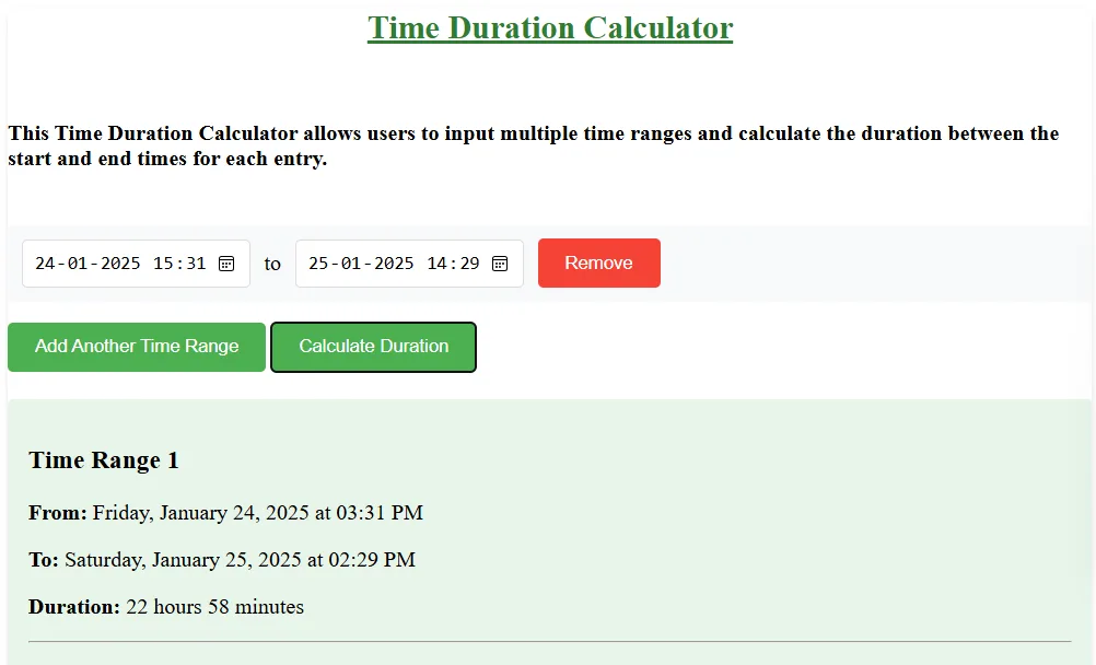 Time Duration Calculator