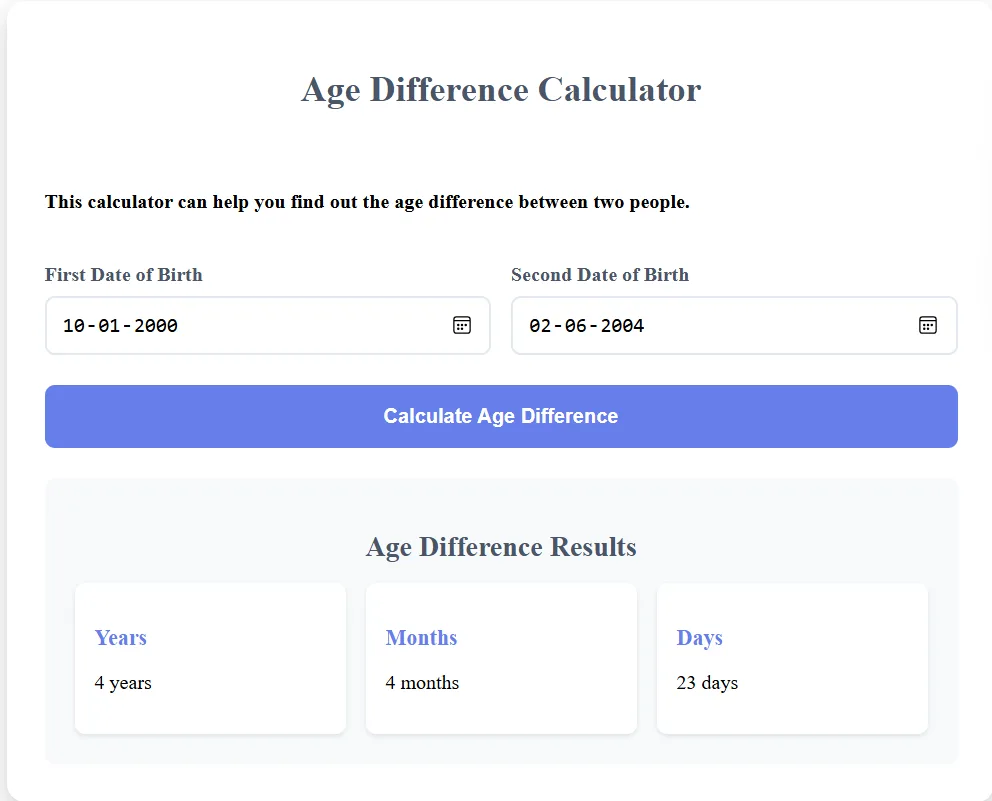 Age Difference Calculator