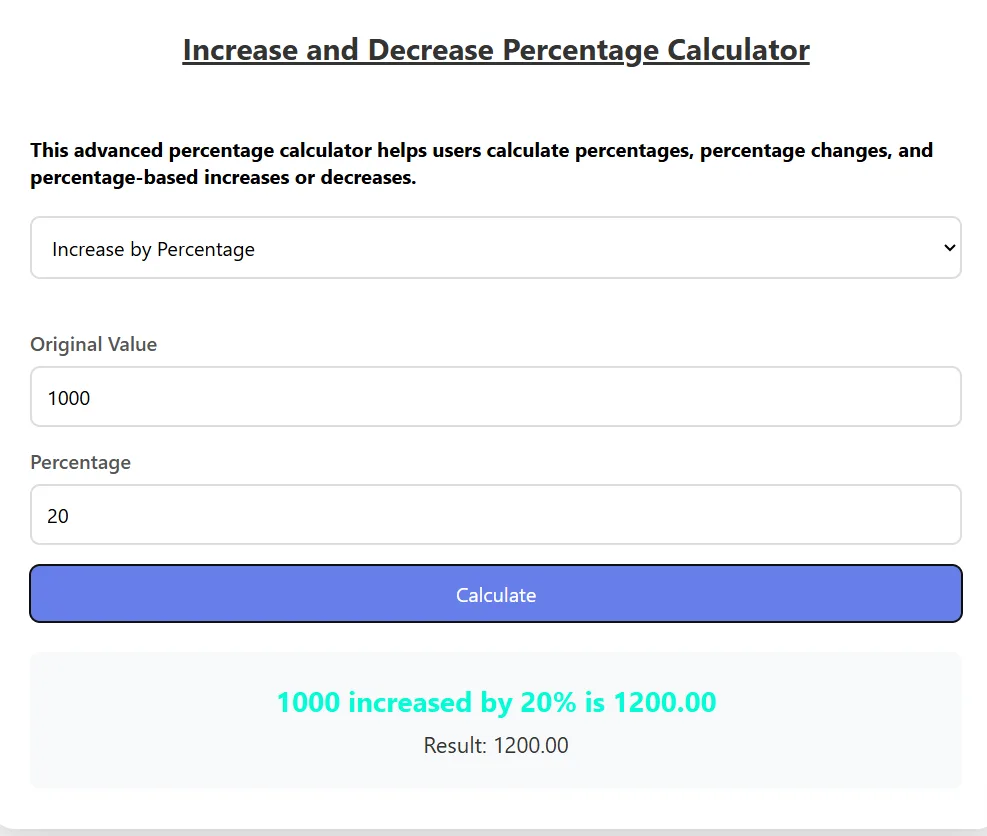 Increase and Decrease Percentage Calculator